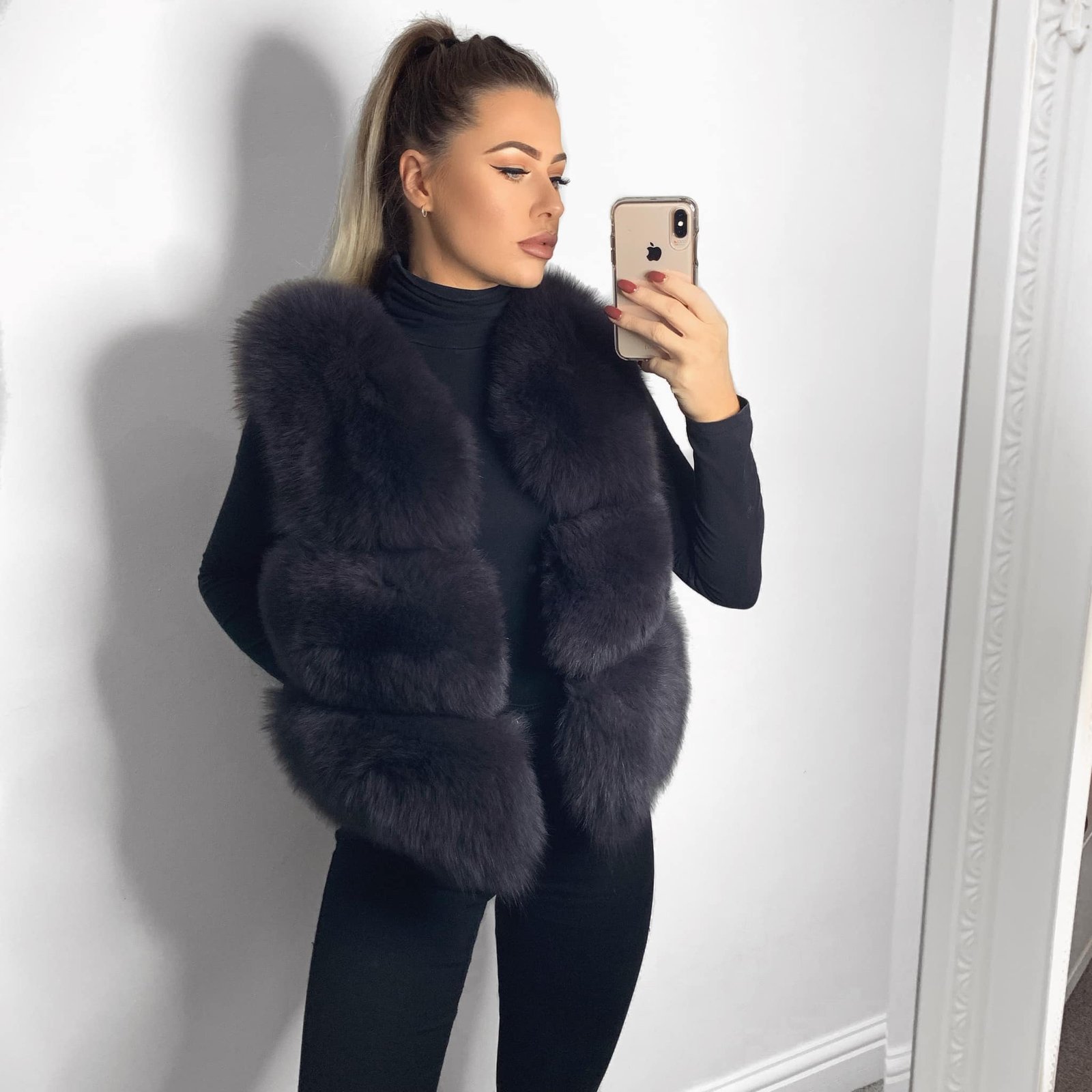 Luxury Dark Grey Fur Gilet - WAS £170